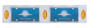Stainless Steel Two License Plate Holder With Three 12 Amber Led "Phantom I" Lights - Amber Lens