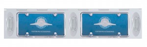 Stainless Steel Two License Plate Holder With Three 12 Amber Led "Phantom I" Lights - Clear Lens