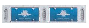 Stainless Steel Two License Plate Holder With Three 4 Amber Led Reflector Lights - Clear Lens