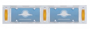 Stainless Steel Two License Plate Holder With Three 12 Amber Led Rectangular Lights - Amber Lens