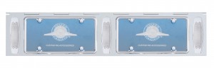 Stainless Steel Two License Plate Holder With Three 12 Amber Led Rectangular Lights - Clear Lens
