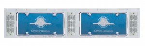Stainless Steel Two License Plate Holder With Three 21 Amber Led Rectangular Lights - Clear Lens