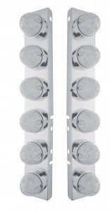 Stainless Steel Peterbilt air Cleaner Kit With Twelve 19 Amber Led Watermelon Marker Light Without Visor - Clear Lens