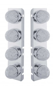 Stainless Steel Peterbilt air Cleaner Kit With Eight 19 Amber Led Watermelon Marker Light Without Visor - Clear Lens