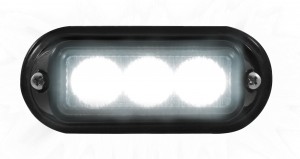3 Led 12V/24V Strobe Light With Black Bezel - White
