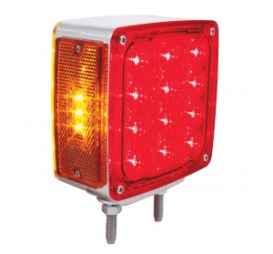 12+3 Amber /12 Red Led Double Stud Square Double Face Turn Signal Light - Driver