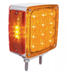 12+3 Amber /12 Red Led Double Stud Square Double Face Turn Signal Light - Passenger