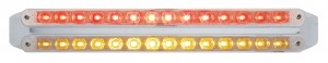 Chrome 14 Amber/14 Red Led 12" P/T/C Light Bar - Clear/Clear Lens