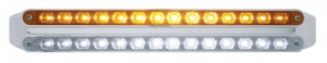 Chrome 14 Amber/14 White Led 12" P/T/C Light Bar - Amber/Clear Lens