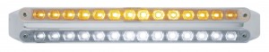 Chrome 14 Amber/14 White Led 12" P/T/C Light Bar - Clear/Clear Lens