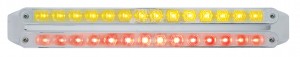 Chrome 14 Amber/14 Red Led 12" P/T/C Light Bar - Chrome/Chrome Lens