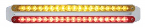 Chrome 19 Amber/19 Red Led 12" Reflector Light Bar - Amber/Red Lens