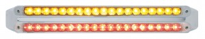 Chrome 19 Amber/19 Red Led 12" Reflector Light Bar - Clear/Clear Lens