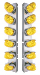 Stainless Steel Peterbilt air Cleaner Kit W/ Twelve 19 Amber Led Beehive Marker Light With Visor - Amber Lens