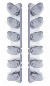 Stainless Steel Peterbilt air Cleaner Kit W/ Twelve 19 Amber Led Beehive Marker Light With Visor - Clear Lens