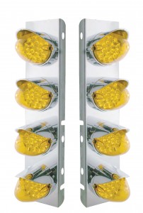 Stainless Steel Peterbilt air Cleaner Kit W/ Eight 19 Amber Led Reflector Marker Light With Visor - Amber Lens