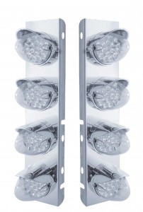 Stainless Steel Peterbilt air Cleaner Kit W/ Eight 19 Amber Led Reflector Marker Light With Visor - Clear Lens