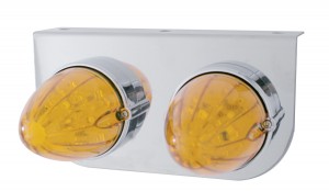 S.S. Light Bracket W/ Two 19 Amber Led Watermelon Marker Light - Amber Lens