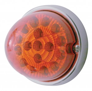 17 Red Led Dual Function Clear Reflector Cab Light Flush Mount Kit W/ Mounting Base - Red Lens