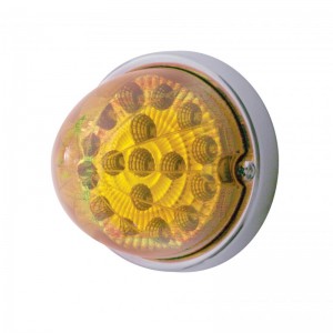 17 Amber Led Clear Reflector Cab Light Flush Mount Kit W/ Mounting Base - Amber Lens