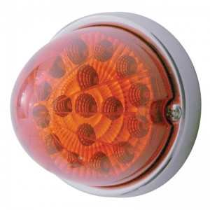 17 Red Led Clear Reflector Cab Light Flush Mount Kit W/ Mounting Base - Red Lens