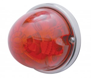 17 Red Led Watermelon Reflector Cab Light Flush Mount Kit W/ Mounting Base - Red Lens