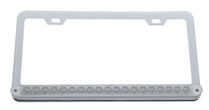 Chrome License Plate W/ 19 Amber Led 12" Reflector Light Bar - Clear Lens
