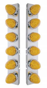 Stainless Steel Peterbilt air Cleaner Kit W/ Twelve 19 Amber Led Beehive Marker Light - Amber Lens