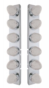 Stainless Steel Peterbilt air Cleaner Kit W/ Twelve 19 Amber Led Beehive Marker Light - Clear Lens