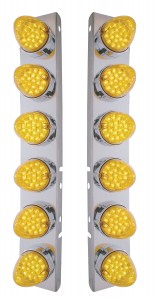 Stainless Steel Peterbilt air Cleaner Kit W/ Twelve 19 Amber Led Reflector Marker Light - Amber Lens