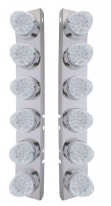 Stainless Steel Peterbilt air Cleaner Kit W/ Twelve 19 Amber Led Reflector Marker Light - Clear Lens