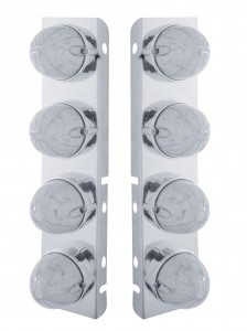 Stainless Steel Peterbilt air Cleaner Kit W/ Eight 19 Amber Led Watermelon Marker Light - Clear Lens