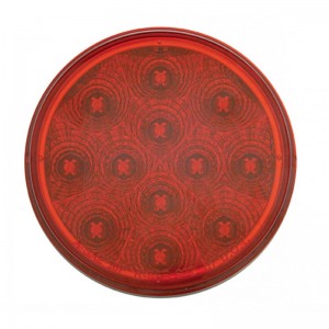 12 Red Led 4" Round S/T/T Light W/ Chrome Reflector - Red Lens