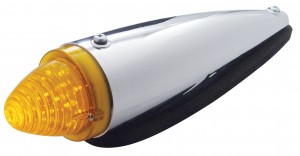 Chrome Plastic 13 Amber Led Round Beehive Cab Light - Amber Lens