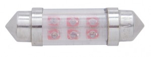 (2/Card) 6 Red Micro Led 36 Mm Dome Light Bulb
