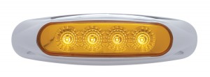 4 Amber Led Reflector Marker Light W/ Chrome Plastic Bezel - Amber Lens