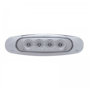 4 Red Led Reflector Marker Light W/ Bezel - Clear Lens