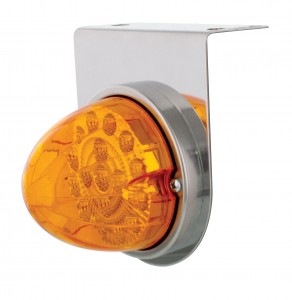 Stainless Steel Light Bracket W/ 17 Amber Led Clear Reflector Light - Amber Lens