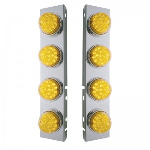 Stainless Steel Peterbilt a/C Lt Bracket W/ Four 17 Amber Led Dual Function Clear Reflector Lt - Amber Lens