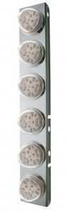 Stainless Steel Peterbilt A/C Light Bracket W/ Six 17 Amber Led Watermelon Reflector Light - Clear Lens