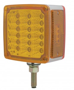18 Amber/Red Led Square Double Face Single Stud Reflector Light - Driver Side