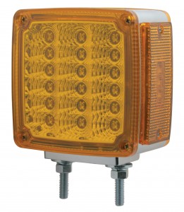 18 X 2 Amber Led + 3 Amber Led Square Turn Signal Light W/ Reflector - Amber Lens