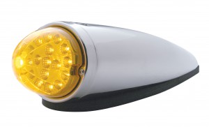 17 Amber Led Round Clear Reflector Dual Function Cab Light W/ Chrome Die Cast Housing - Amber Lens