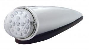 17 Amber Led Round Clear Reflector Dual Function Cab Light W/ Chrome Die Cast Housing - Clear Lens