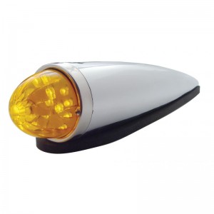 17 Amber Led Round Watermelon Dual Function Cab Light W/ Chrome Plastic Housing - Amber Lens