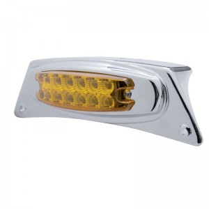 Chrome Fender Light W/ 12 Amber Led Reflector Marker Light - Amber Lens