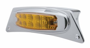 Chrome Fender Light W/ 10 Amber Led Reflector Marker Light - Amber Lens