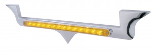 Chrome Plastic Kenworth Hood Emblem Housing W/ 14 Amber Led 12" Light Bar - Amber Lens