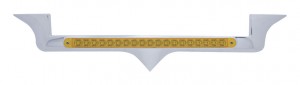 Chrome Plastic Kenworth Hood Emblem Housing W/ 19 Amber Led 12" Light Bar W/ Reflector - Amber Lens
