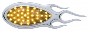 39 Amber Led "Teardrop" Auxiliary/Utility Light W/ Chrome "Inferno" Bezel - Chrome Lens